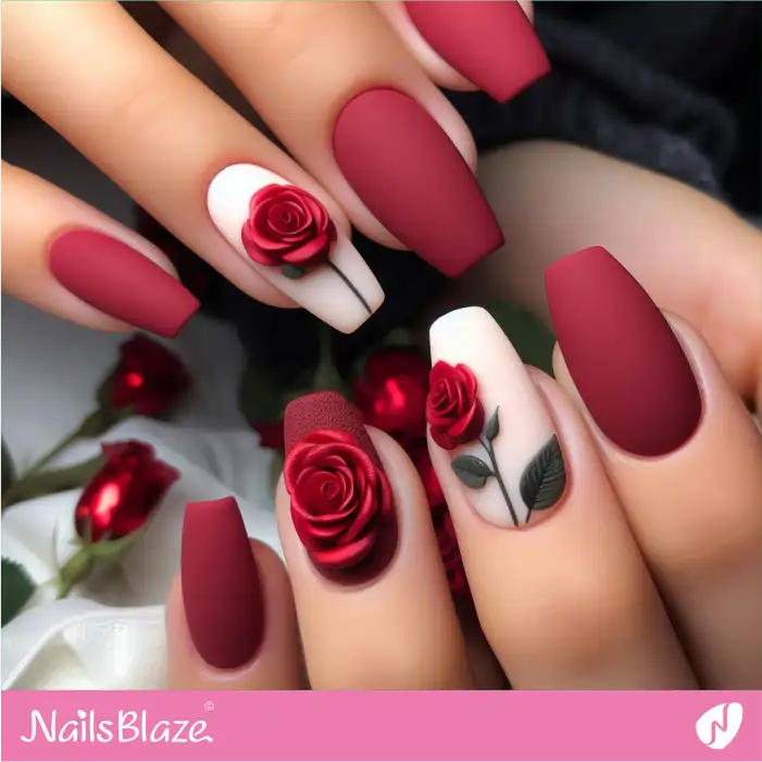 3D Roses for Love Day | Valentine Nails - NB2122
